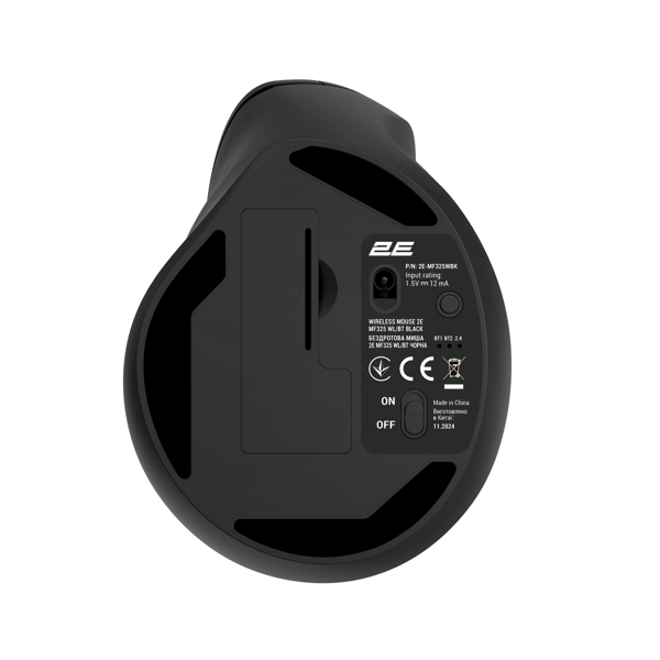 მაუსი 2E 2E-MF325WBK Silent, wireless, Bluetooth, 2.4G, Mouse, Black