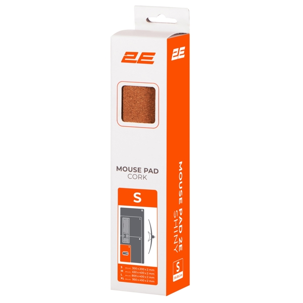 მაუსის პადი 2E 2E-PAD-S-CORK, S, Mouse Pad, Brown