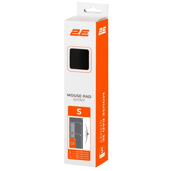 მაუსის პადი 2E 2E-PAD-S-SHINY-BLACK, S, Mouse Pad, Black