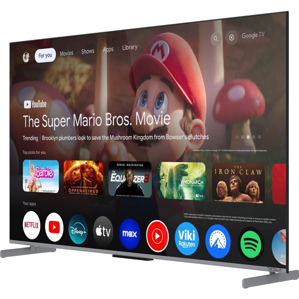 ტელევიზორი Tesla G55S949GUS QLED, 55”, 4K UHD, USB, HDMI, LAN, BT, WIFI, Grey