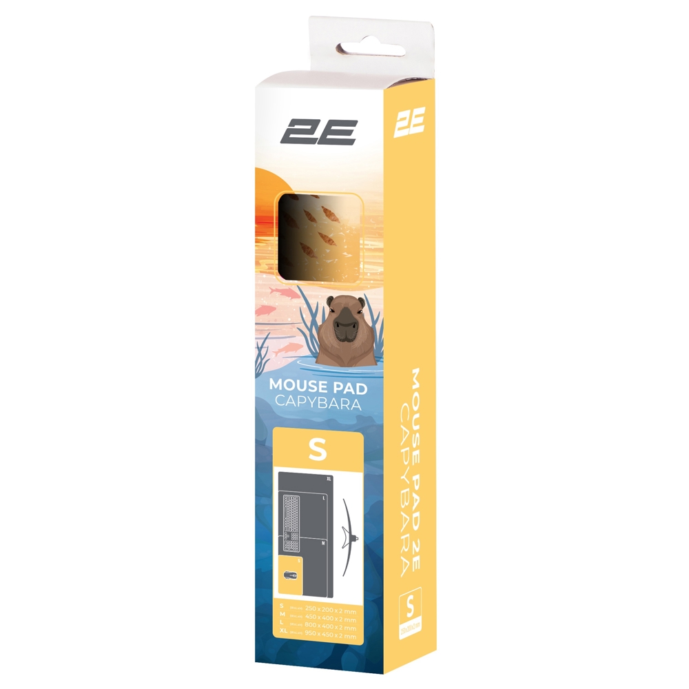 მაუსის პადი 2E 2E-PAD-S-CAPY-YELLOW, S, Mouse Pad, Yellow