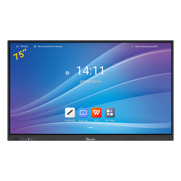 ინტერაქტიული ეკრანი, სმარტ ეკრანი Allscreen DW75HTV100 V2 T Series, 75”, Android 14, RAM 8GB, 128GB, Smart Board, Black