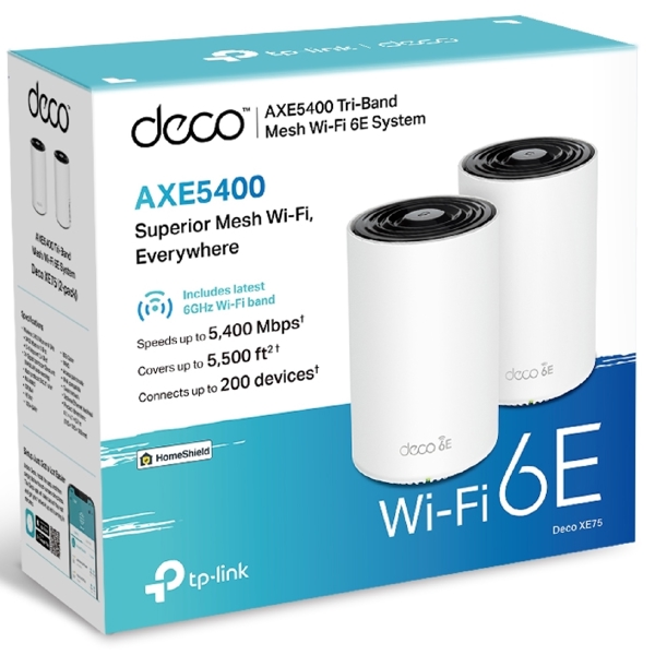 როუტერი TP-Link DECO XE75(2-PACK), 2402Mbps, Home Mesh WiFi 7 System, White