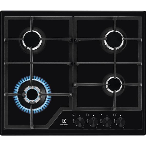 ჩასაშენებელი გაზის ქურის ზედაპირი Electrolux KGS6436K, Built-in Gas Cooktop, Black