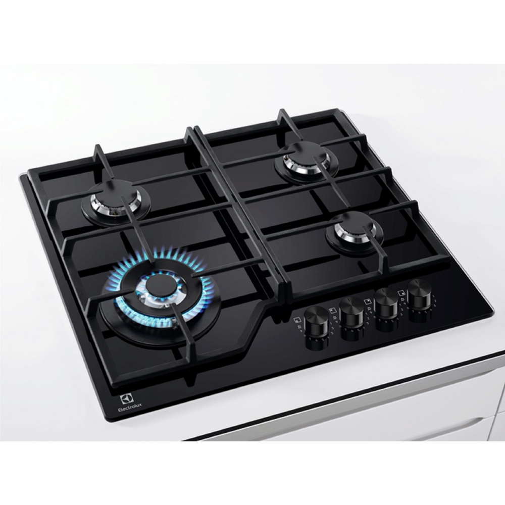 ჩასაშენებელი გაზის ქურის ზედაპირი Electrolux KGS6436K, Built-in Gas Cooktop, Black