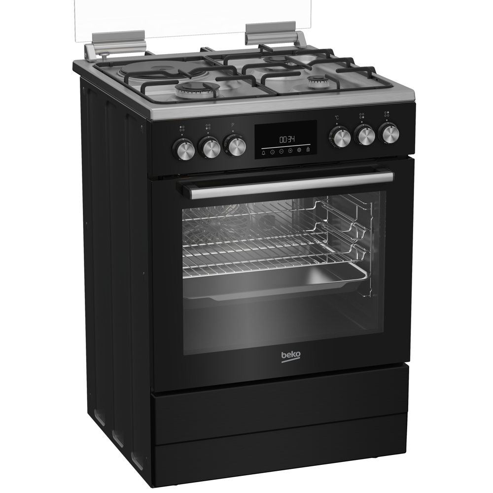 გაზქურა Beko FBE63331XCS, 3 Gas + 1 electric, Gas Cooker, Black