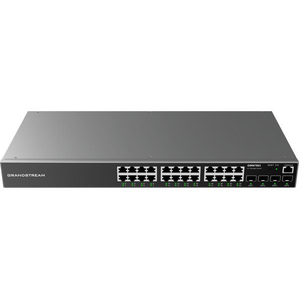 სვიჩი Grandstream GWN7803, 24-ports Gigabit, Enterprise Layer 2+ Managed Network Switch, Black