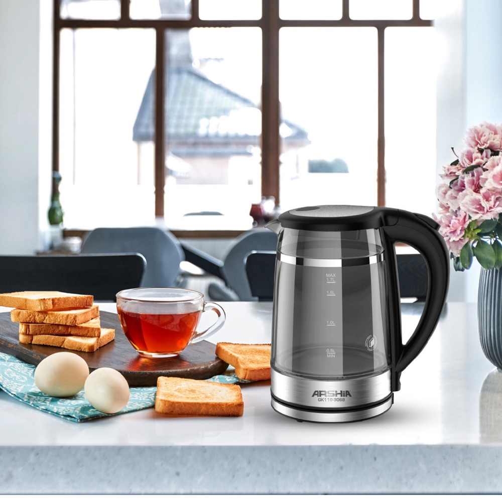 ელექტრო ჩაიდანი Arshia GK116-3068, 1800W, 1.7L, Electric Kettle, Black