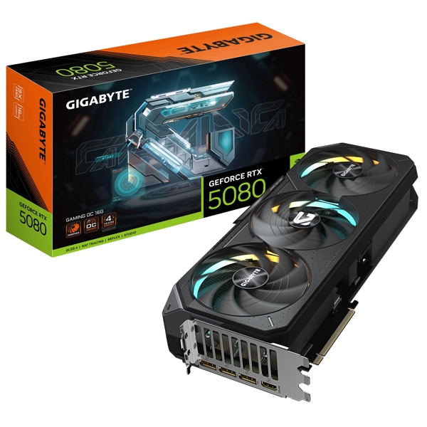 ვიდეო დაფა Gigabyte GV-N5080GAMING_OC-16GD GAMING OC, GeForce RTX5080, 16GB, 256bit, HDMI, DP, Black