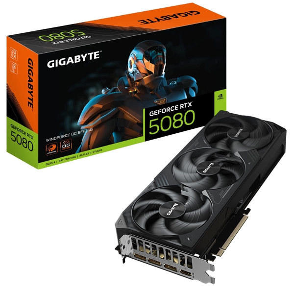 ვიდეო დაფა Gigabyte GV-N5080WF3OC-16GD WINDFORCE OC, GeForce RTX5080, 16GB, 256bit, HDMI, DP, Black