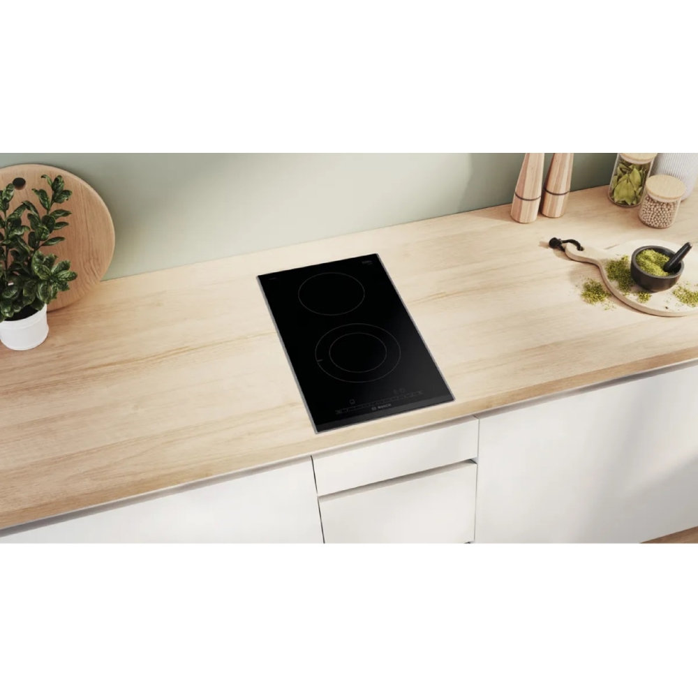 ჩასაშენებელი ელექტრო ქურის ზედაპირი Bosch PKF375FP2E, Built-in Electric Cooktop, Black