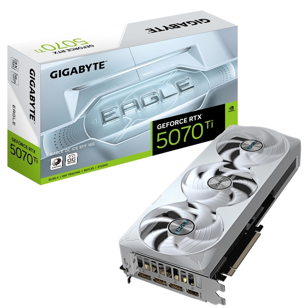ვიდეო დაფა Gigabyte GV-N507TEAGLEOC_ICE-16GD EAGLE ICE OC, GeForce RTX5070 Ti, 16GB, 256bit, HDMI, DP, Silver