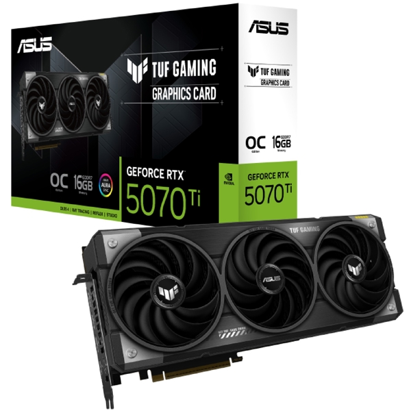 ვიდეო დაფა Asus TUF-RTX5070TI-O16G-GAMING, GeForce RTX5070Ti, 16GB, 256bit, HDMI, DP, Black