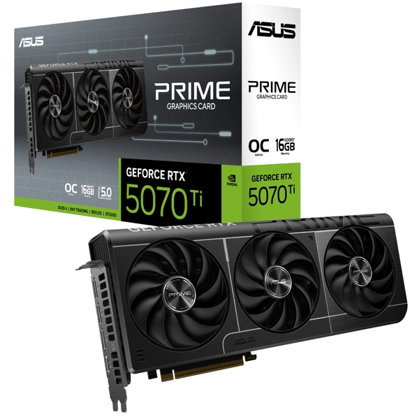 ვიდეო დაფა Asus PRIME-RTX5070TI-O16G, RTX5070Ti 16GB, 256bit, HDMI, DP, Black
