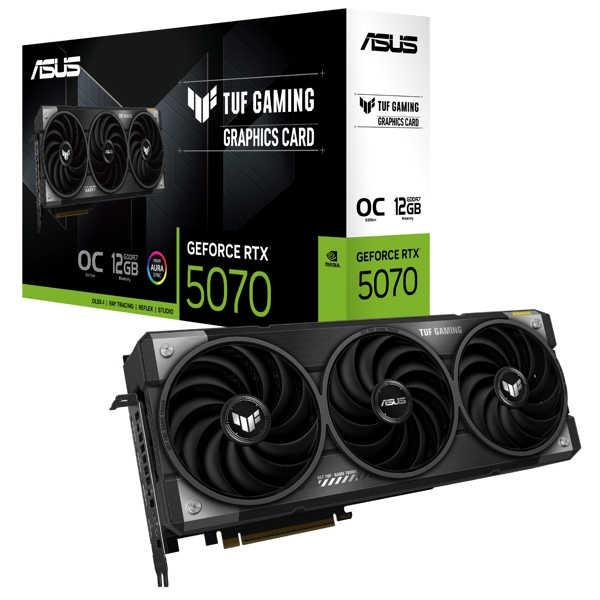 ვიდეო დაფა Asus TUF-RTX5070-O12G-GAMING, GeForce RTX5070, 12GB, 192bit, HDMI, DP, Black