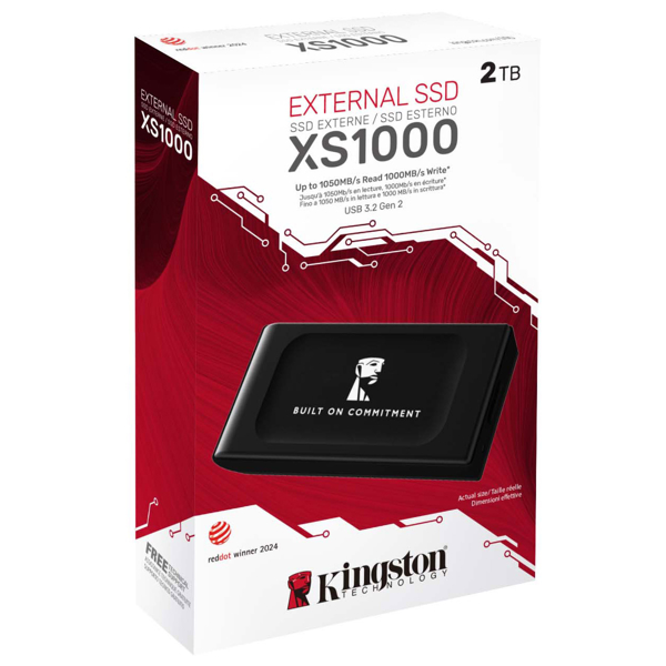 გარე მყარი დისკი Kingston SXS1000/2000GA, 2TB, External SSD, USB 3.2, Black