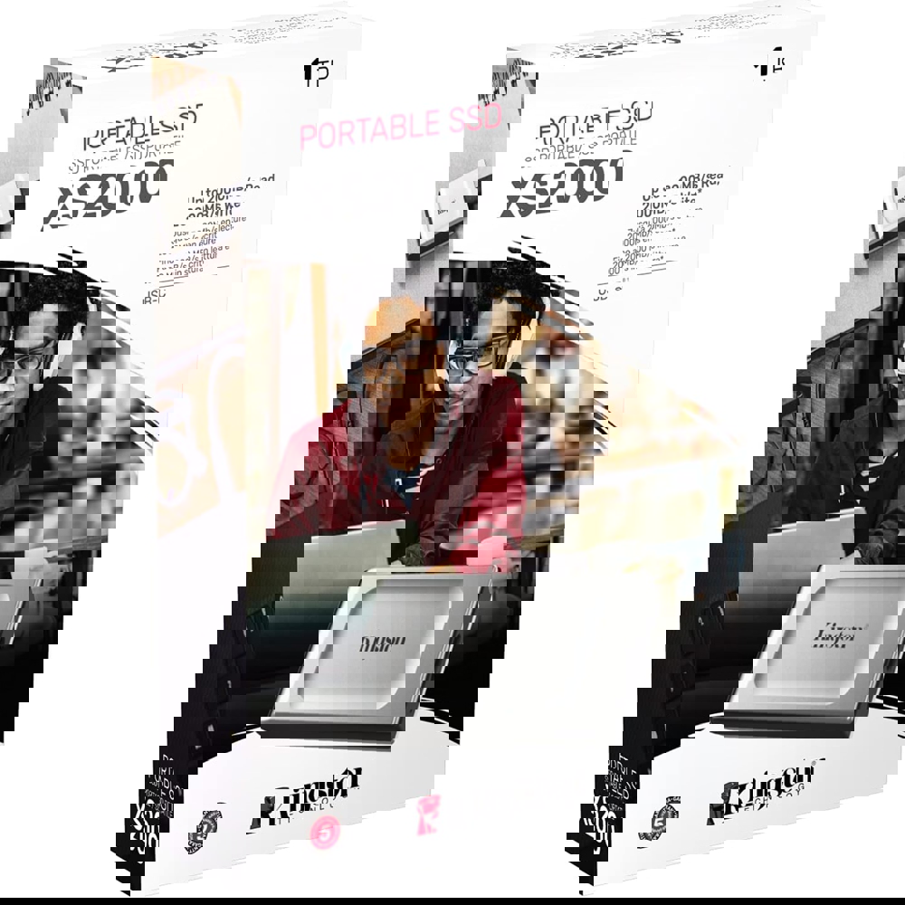 გარე მყარი დისკი Kingston SXS2000/1000GA, 1TB, External SSD, USB 3.2, Silver