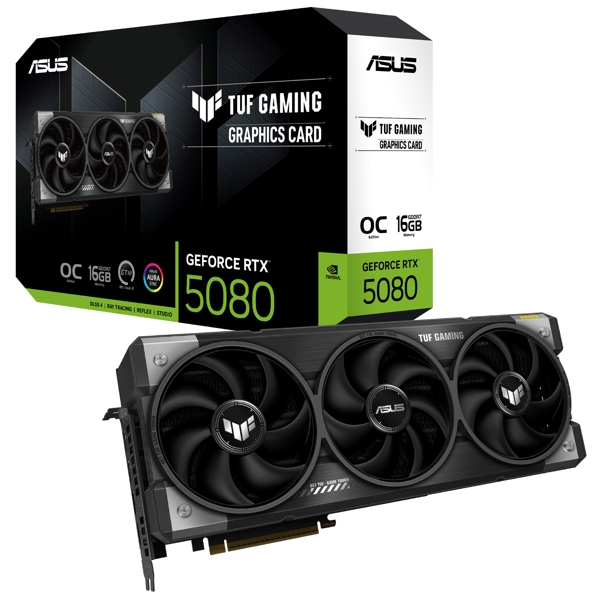 ვიდეო დაფა Asus TUF TUF-RTX5080-O16G-GAMING, GeForce RTX5080, 16GB, 256bit, HDMI, DP, Black