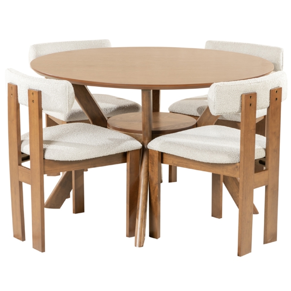 Table Set Comfort Room KF3186DT+4KF8206DC, Brown