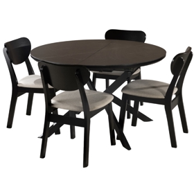 Table Set Comfort Room GDT2020-Q120B+4RH367C-BL, Black