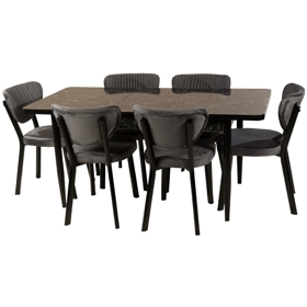 Table Set Comfort Room CANT-130/BLACK+6ARFE-22, Black
