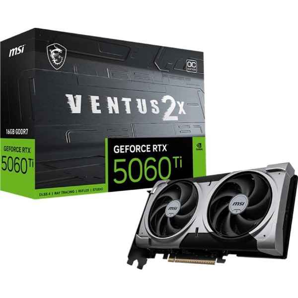 ვიდეო დაფა MSI 912-V535-005 Ventus 2X, GeForce RTX5060Ti, 16GB, 128bit, HDMI, DP, Grey