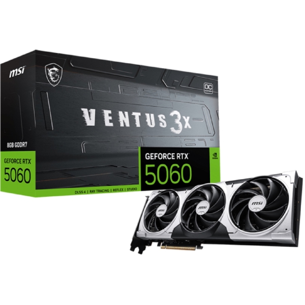 ვიდეო დაფა MSI 912-V537-014 Ventus 3X, GeForce RTX5060, 8GB, 128bit, HDMI, DP, Grey