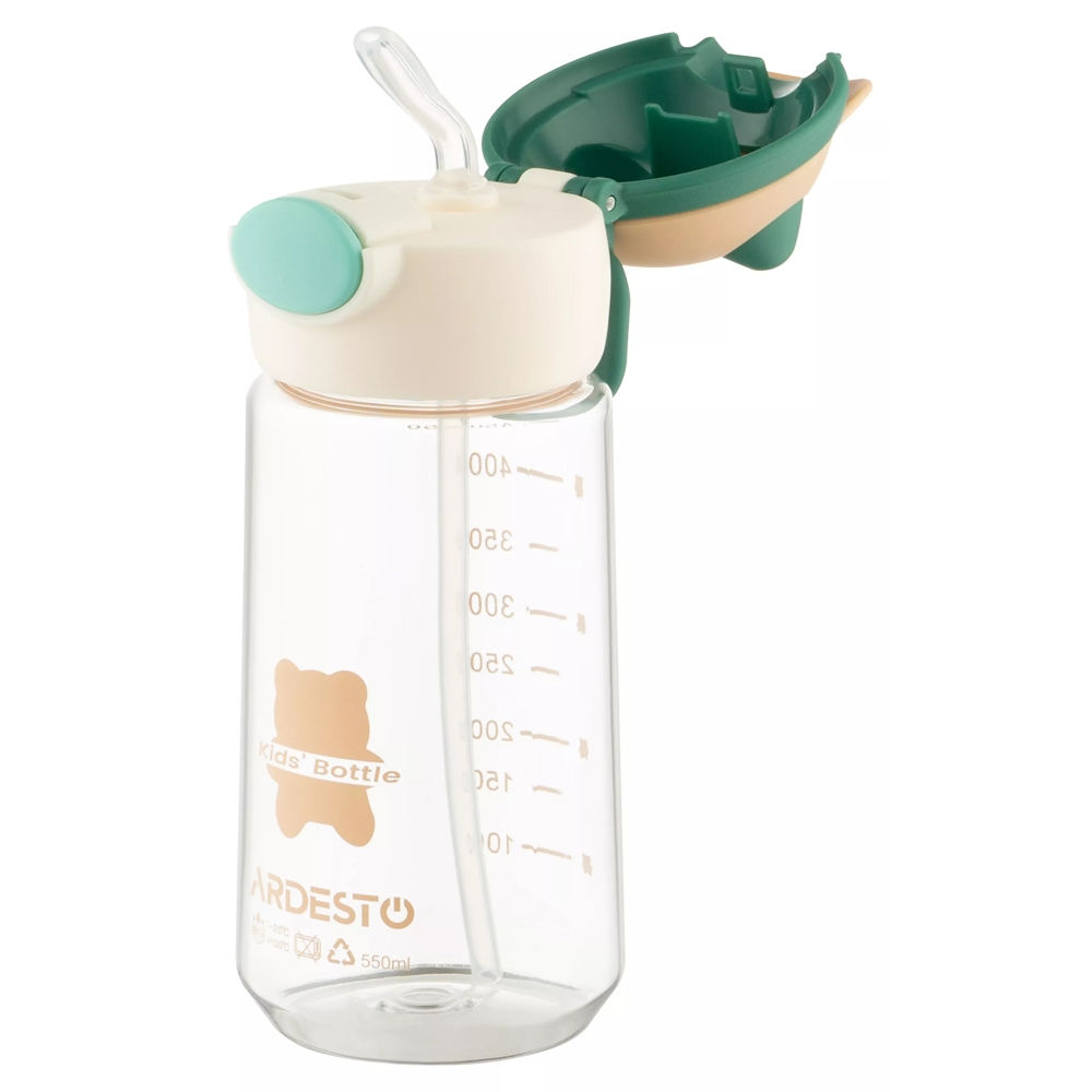 წყლის ბოთლი Ardesto AR2255BE Bear, 0.55l, Water Bottle, Green