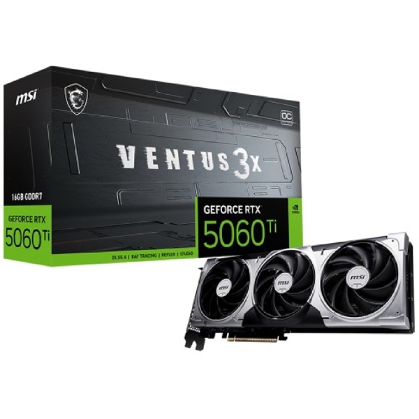 Graphic Card MSI 912-V812-077 VENTUS 3X, GeForce RTX5060Ti, 16GB, 128bit, HDMI, DP, Black