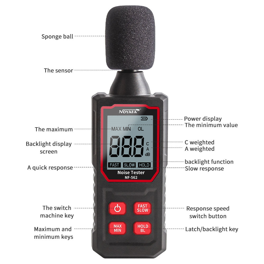 ხმაურმზომი Noyafa NF-562, Digital Sound Level Meter, Black