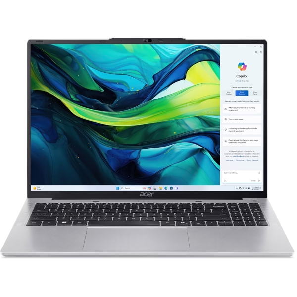 ნოუთბუქი Acer NX.J5RER.001 Aspire Lite 16, 16", i5-1334U, 8GB, 512GB SSD, Integrated, Silver