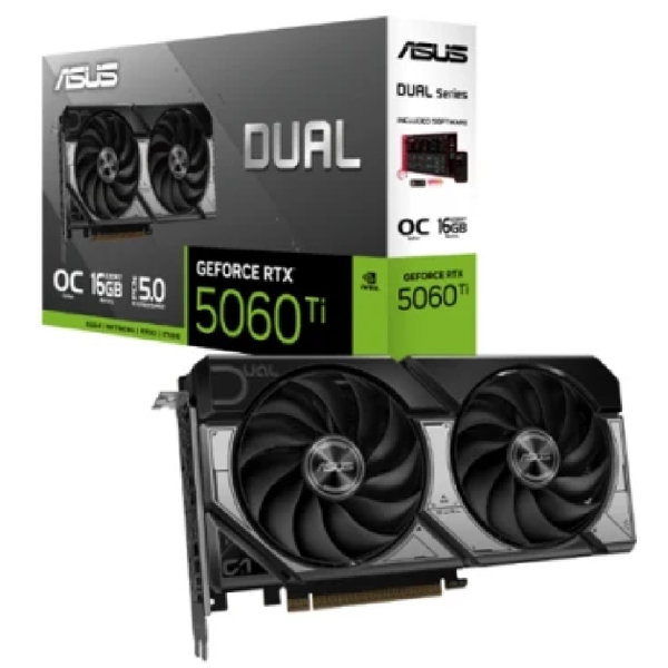 ვიდეო დაფა Asus 90YV0MH0-M0NA00 Dual OC, GeForce RTX5060Ti, 16GB, 128bit, DP, HDMI, Black