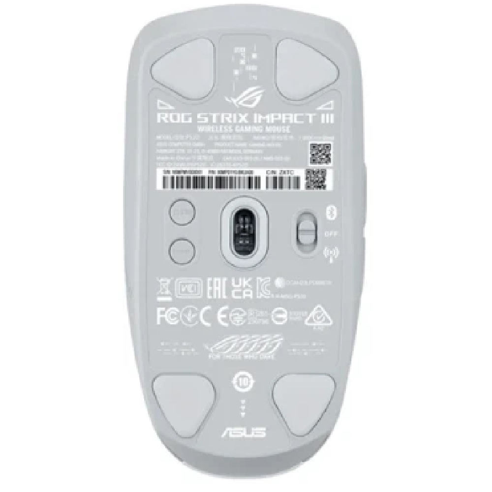 მაუსი Asus 90MP03D0-BMUA10 ROG Strix Impact III, Wireless, BT, USB, Gaming Mouse, White