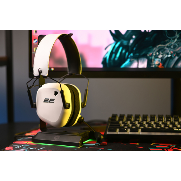 Gaming Headset 2E 2E-HG365WT-WL HG365, Wireless, USB, Bluetooth, white