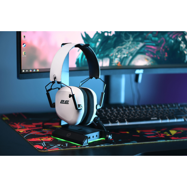 Gaming Headset 2E 2E-HG365WT-WL HG365, Wireless, USB, Bluetooth, white