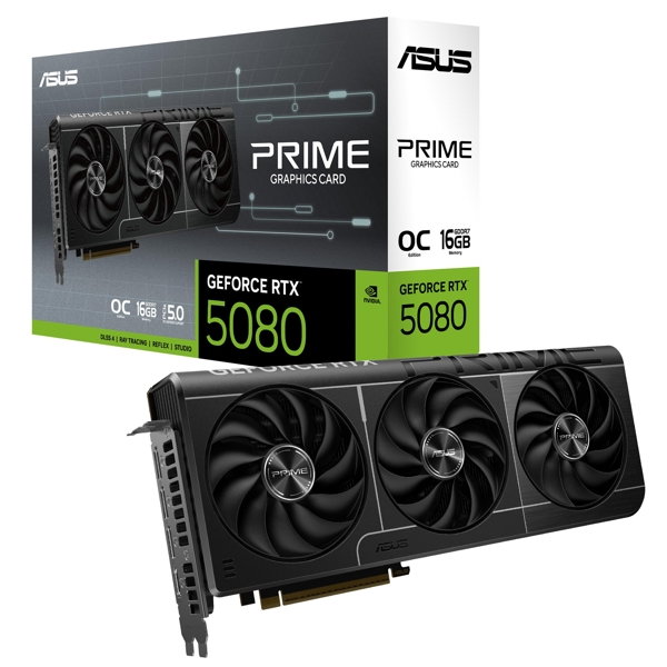 ვიდეო დაფა ASUS 90YV0LX0-M0NA00 PRIME-RTX5080-O16G, GeForce RTX5080, 16GB,  256bit, HDMI, DP, Black