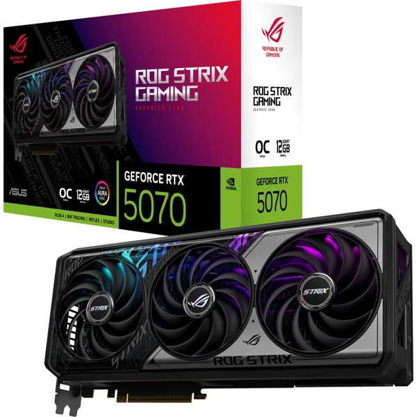 ვიდეო დაფა ASUS 90YV0M80-M0NA00 ROG-STRIX-RTX5070-O12G-GAMING, GeForce RTX5070, 12GB, 192bit, HDMI, DP, Black