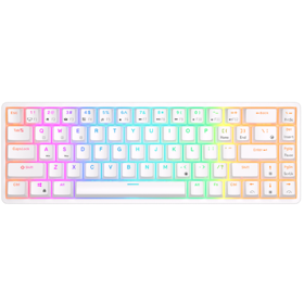 კლავიატურა Royal Kludge RKG68 RGB Mechanical Keyboard, Red switch, Hot Swappable, Wireless, USB Type-C, 2.4 GHz, Bluetooth, White