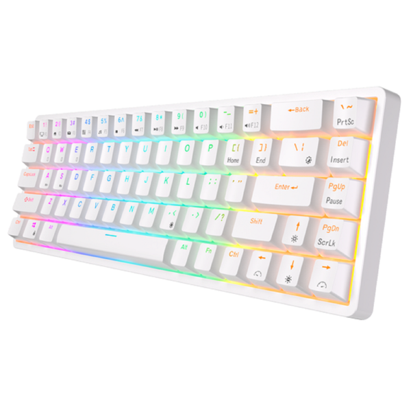 Mechanical Keyboard Royal Kludge RK G68 RGB Red switch, Hot Swappable, Wireless, USB Type-C, 2.4 GHz, Bluetooth, White