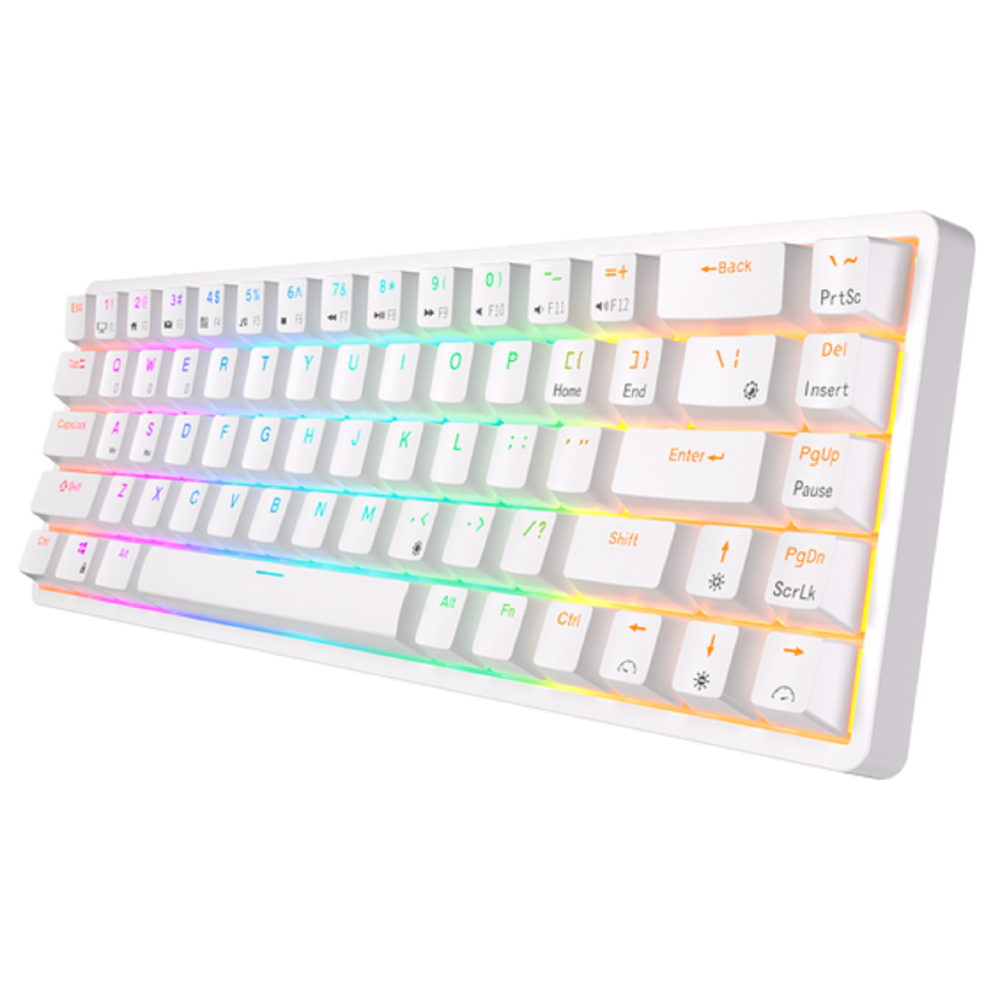 Mechanical Keyboard Royal Kludge RK G68 RGB Red switch, Hot Swappable, Wireless, USB Type-C, 2.4 GHz, Bluetooth, White