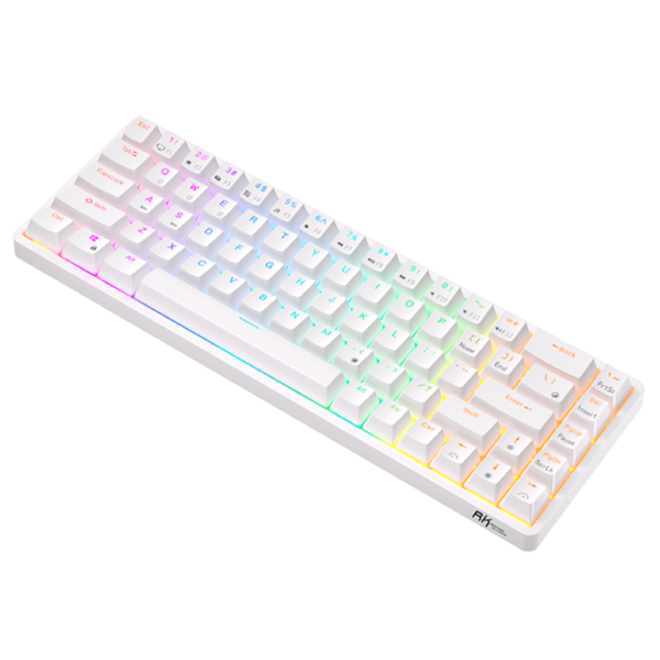 Mechanical Keyboard Royal Kludge RK G68 RGB Red switch, Hot Swappable, Wireless, USB Type-C, 2.4 GHz, Bluetooth, White