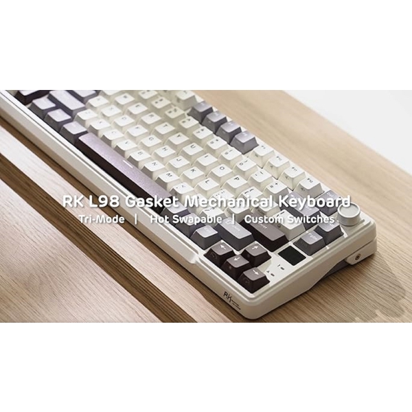 Mechanical Keyboard Royal Kludge RK L98 RGB, Cream Switch, Hot Swappable, Wireless, Type-C, Bluetooth, 2.4GHz, Sandalwood Brown