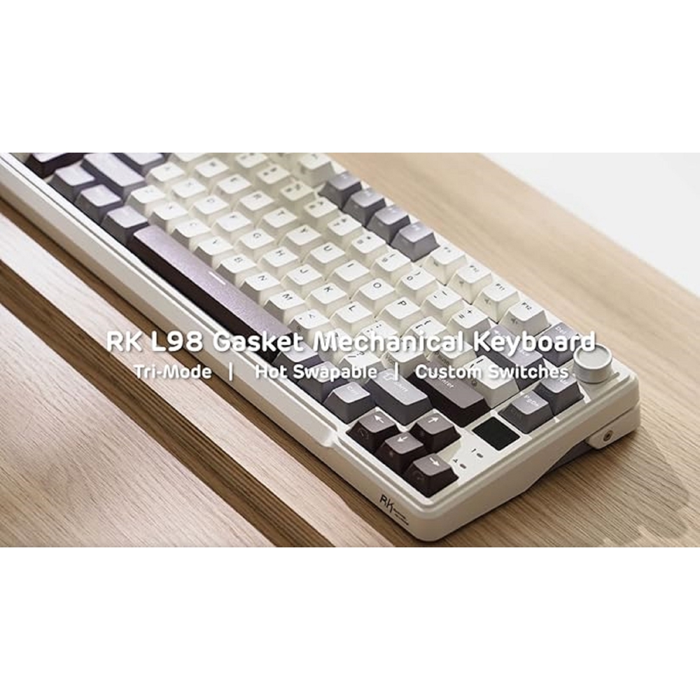 კლავიატურა Royal Kludge RKL98 RGB Mechanical Keyboard, Cream Switch, Hot Swappable, Wireless, Type-C, Bluetooth, 2.4GHz, Sandalwood Brown