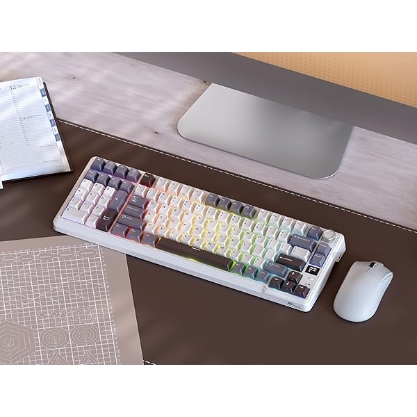 Mechanical Keyboard Royal Kludge RK L98 RGB, Cream Switch, Hot Swappable, Wireless, Type-C, Bluetooth, 2.4GHz, Sandalwood Brown