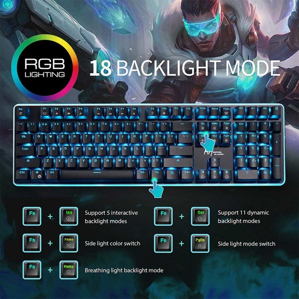 კლავიატურა Royal Kludge RK918 Mechanical Keyboard, Brown switch, Wired, USB, Black