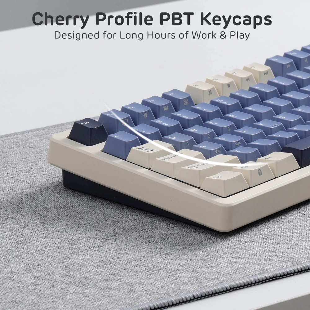 Mechanical Keyboard Royal Kludge RK S85 RGB, Cloud switch, Hot Swappable, Wireless, Type-C, Bluetooth, 2.4GHz, Horizon Blue