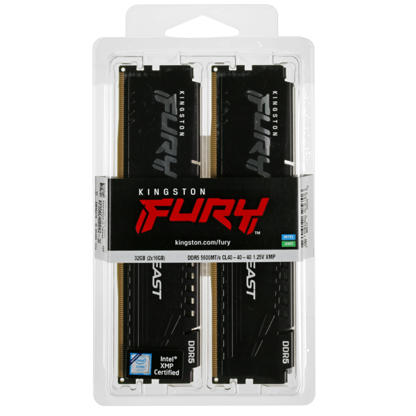 RAM Kingston KF556C40BBK2-32 FURY BEAST, RAM 32GB, DDR5 DIMM, 5600MHz