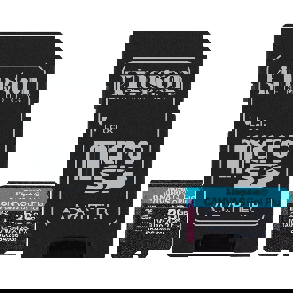 მეხსიერების ბარათი Kingston SDCG4/256GB Canvas Go Plus Gen4, 256GB, microSDXC, C10, UHS-I, U3, Black