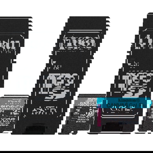 მეხსიერების ბარათი Kingston SDCG4/128GB Canvas Go Plus Gen4, 128GB, microSDXC, C10, UHS-I, U3, Black