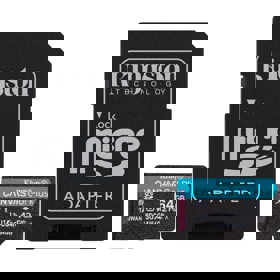 მეხსიერების ბარათი Kingston SDCG4/64GB Canvas Go Plus Gen4, 64GB, microSDXC, C10, UHS-I, U3, Black